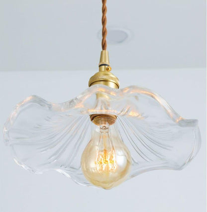 Elegant Glass Floral Pendant Light with LED Bulb