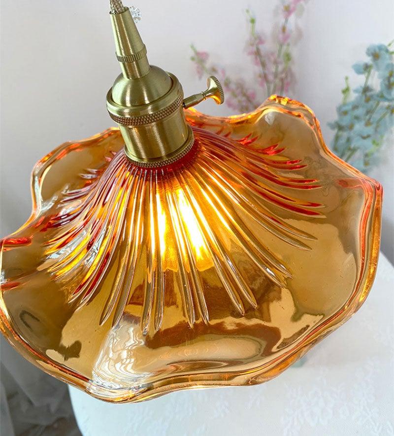 Elegant Glass Floral Pendant Light with LED Bulb