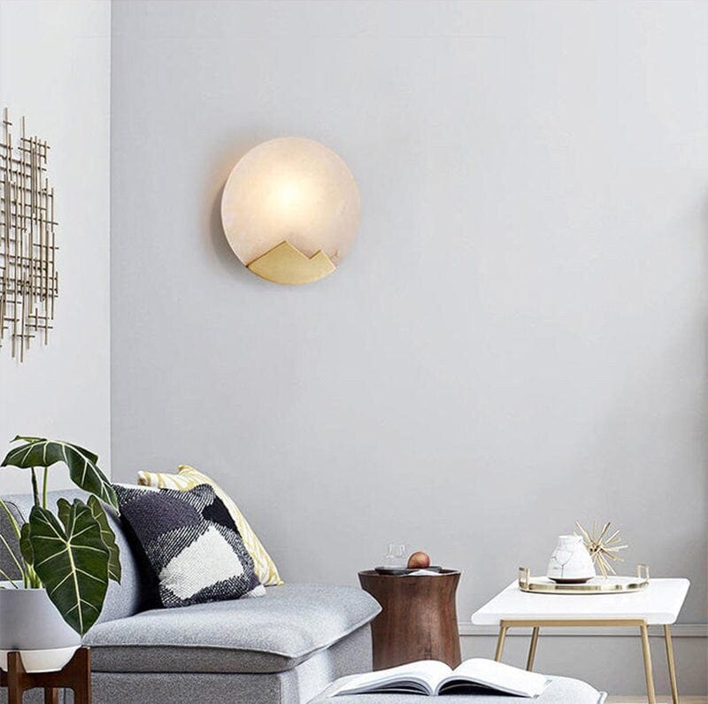 Modern Marble LED Wall Lamp With Gold Trim