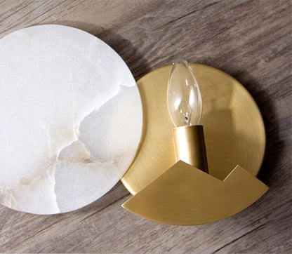 Modern Marble LED Wall Lamp With Gold Trim
