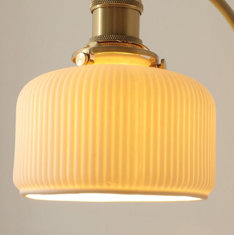 Classic Ceramic LED Wall Lamp With Wooden Mount