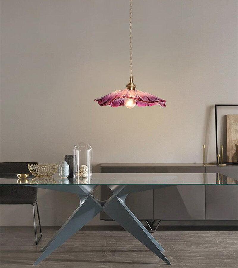 Vintage Purple Glass Pendant Light with LED Bulb