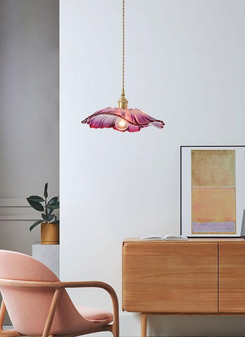 Vintage Purple Glass Pendant Light with LED Bulb