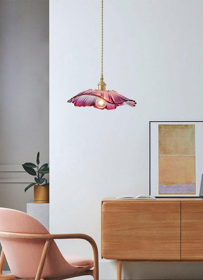 Vintage Purple Glass Pendant Light with LED Bulb