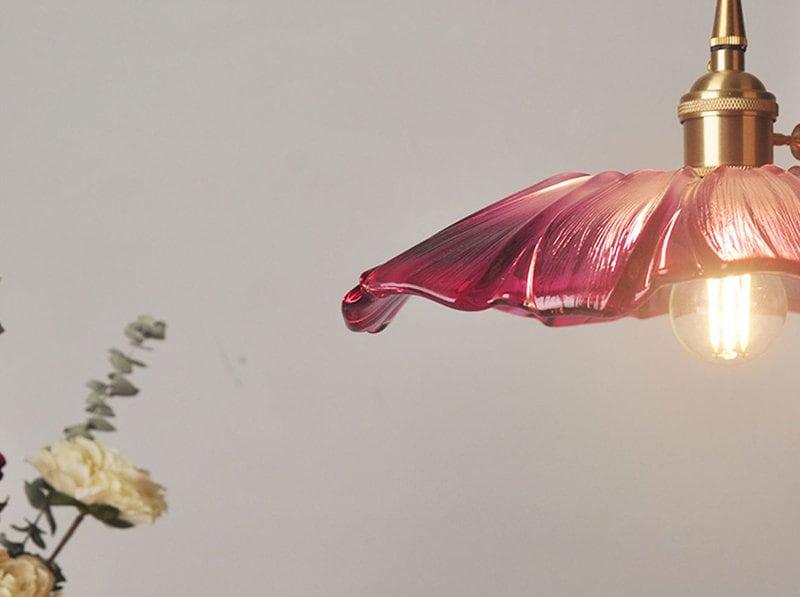 Vintage Purple Glass Pendant Light with LED Bulb
