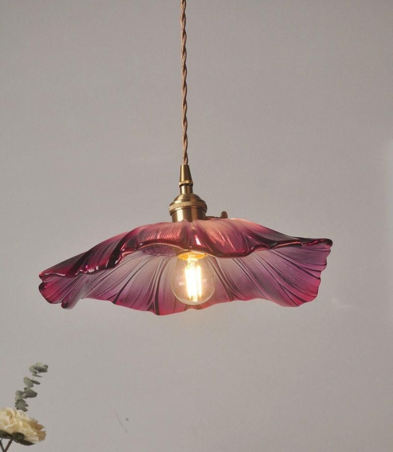 Vintage Purple Glass Pendant Light with LED Bulb - Lusomart