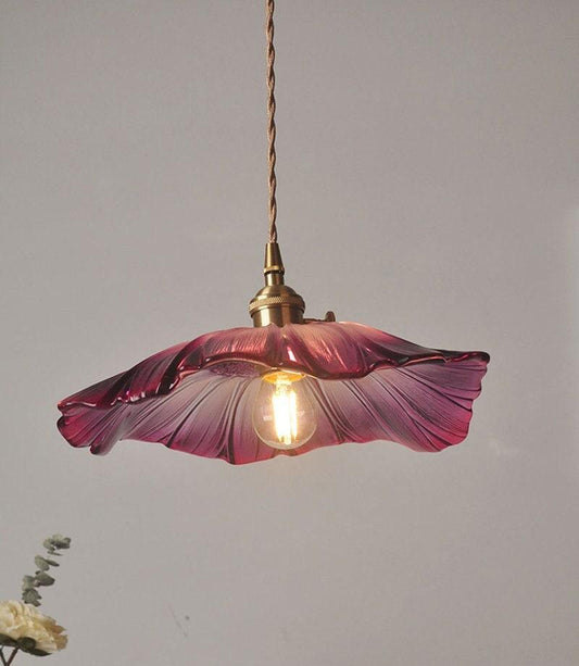 Vintage Purple Glass Pendant Light with LED Bulb - Lusomart