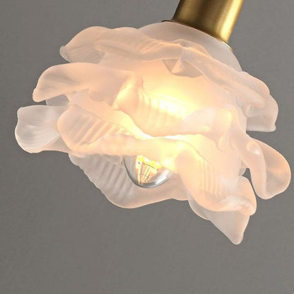Elegant Glass Floral Wall Light with Wooden Detail