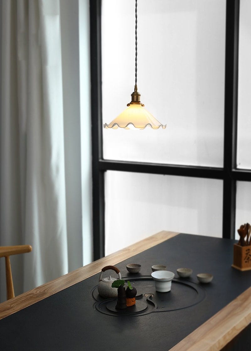 Classic White Glass Floral LED Pendant Light