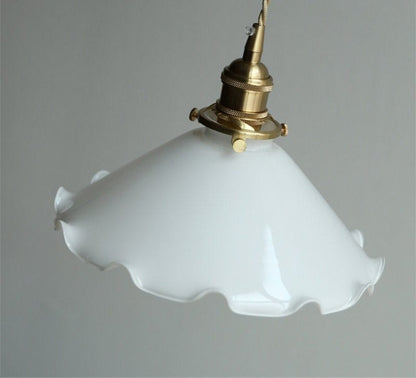 Classic White Glass Floral LED Pendant Light