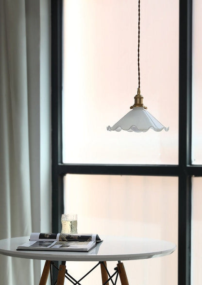 Classic White Glass Floral LED Pendant Light