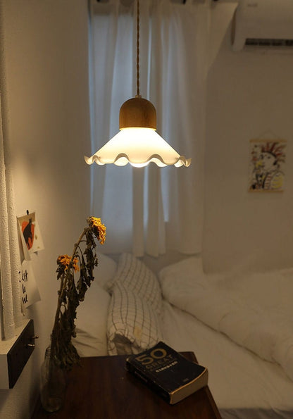 Classic White Glass Floral LED Pendant Light