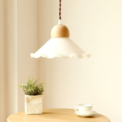 Classic White Glass Floral LED Pendant Light