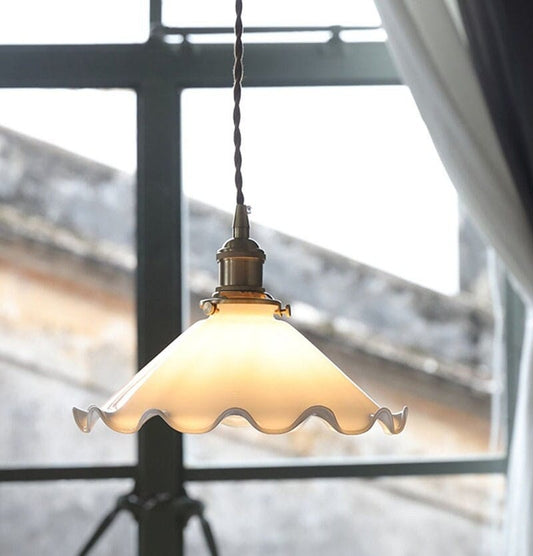 Classic White Glass Floral LED Pendant Light - Lusomart