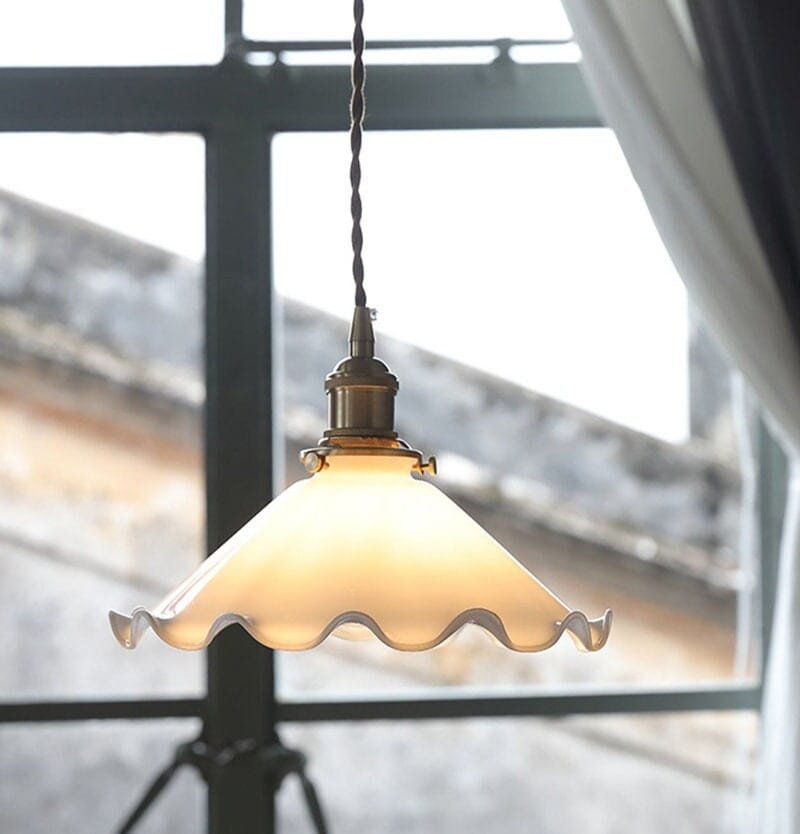 Classic White Glass Floral LED Pendant Light