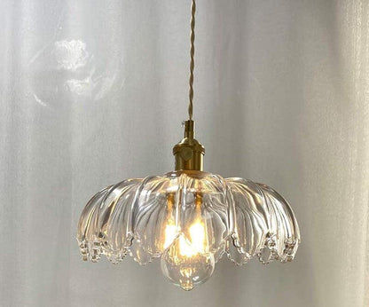 Elegant Glass Pendant Light with Brass Fitting and Bulb