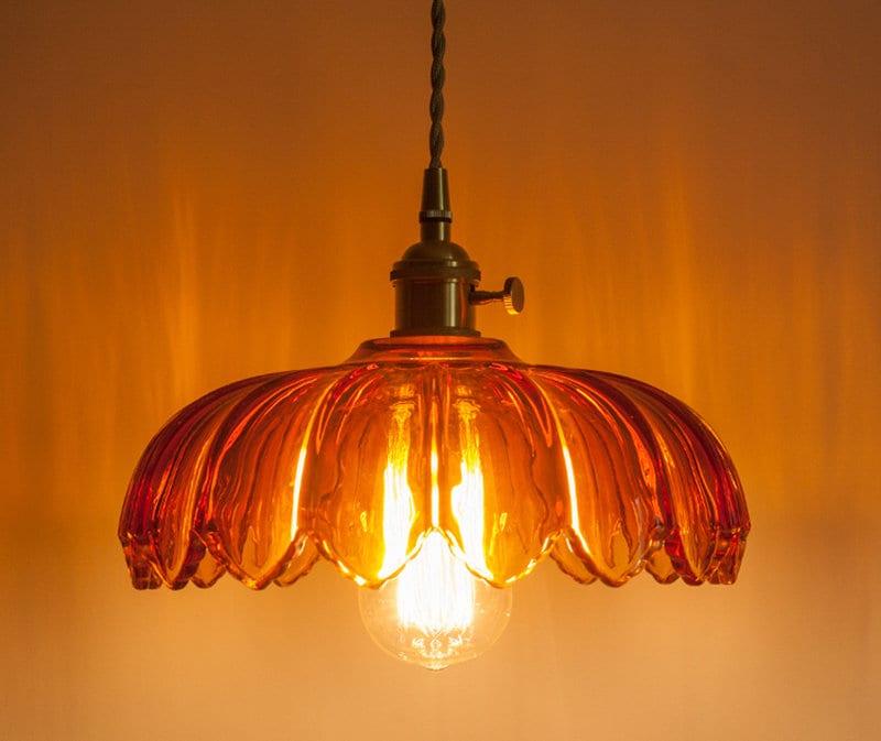 Elegant Glass Pendant Light with Brass Fitting and Bulb