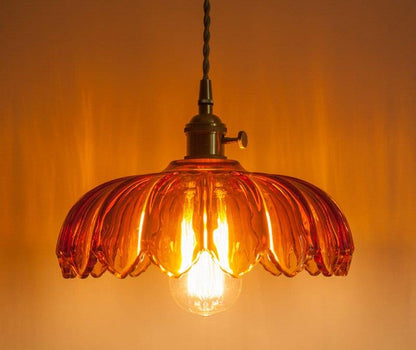 Elegant Glass Pendant Light with Brass Fitting and Bulb