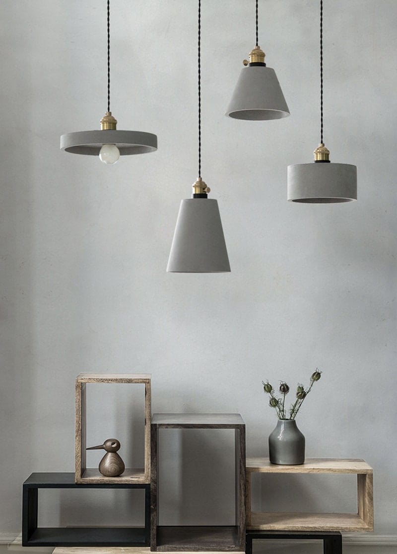 Unique Concrete Pendant Lamp with LED Bulb Included