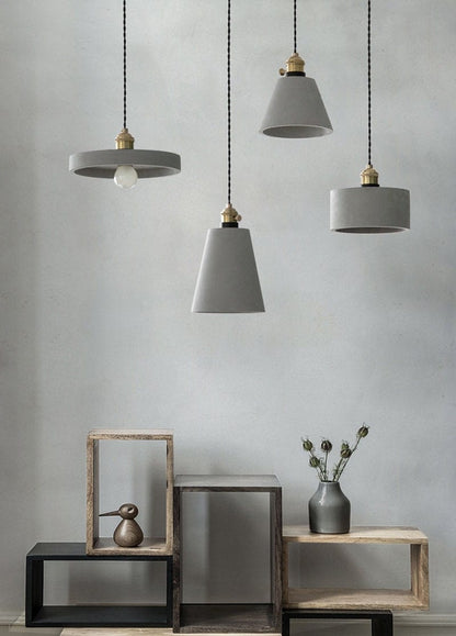 Unique Concrete Pendant Lamp with LED Bulb Included