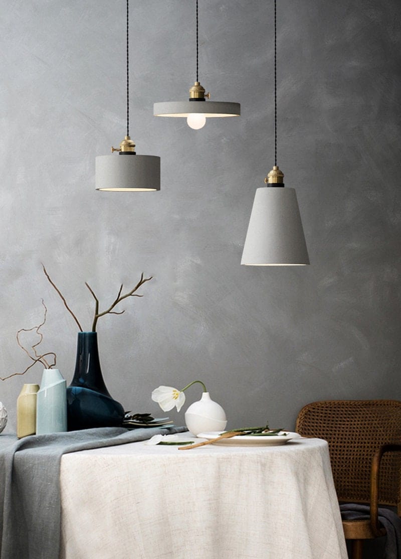 Unique Concrete Pendant Lamp with LED Bulb Included