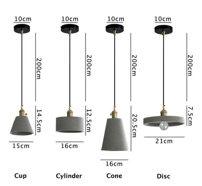 Unique Concrete Pendant Lamp with LED Bulb Included