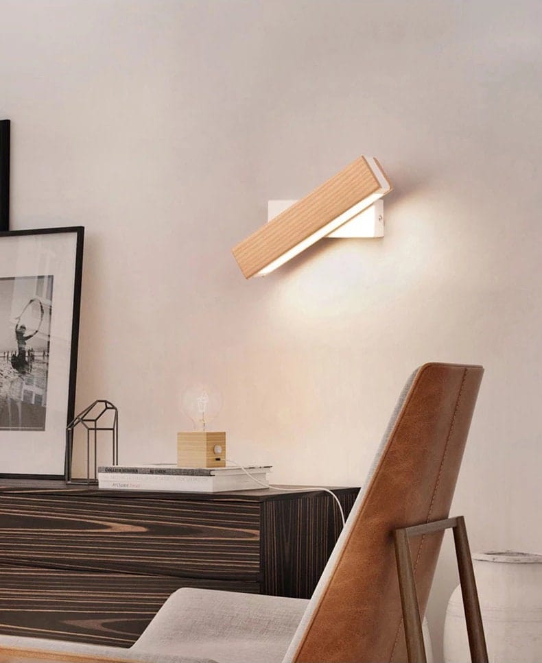 Modern Wooden Adjustable Bedside Lamp