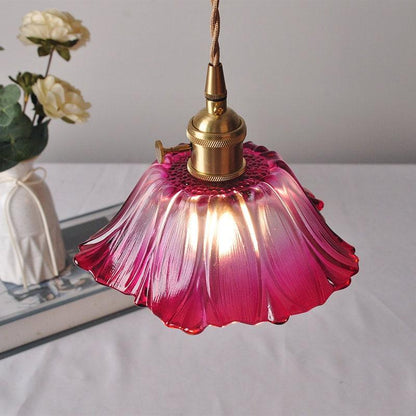 Classic Glass Floral Pendant Lamp, LED Included