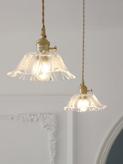 Classic Glass Floral Pendant Lamp, LED Included