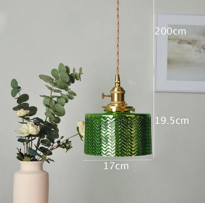 Sleek Green Glass Pendant Lamp with LED Light