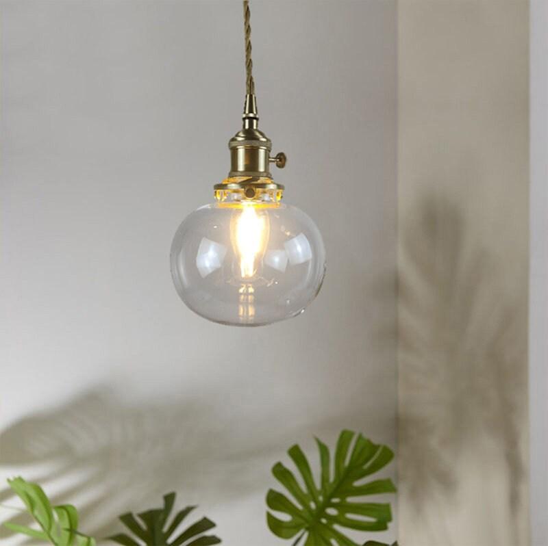 Vintage Glass Pendant Lamp with LED Light
