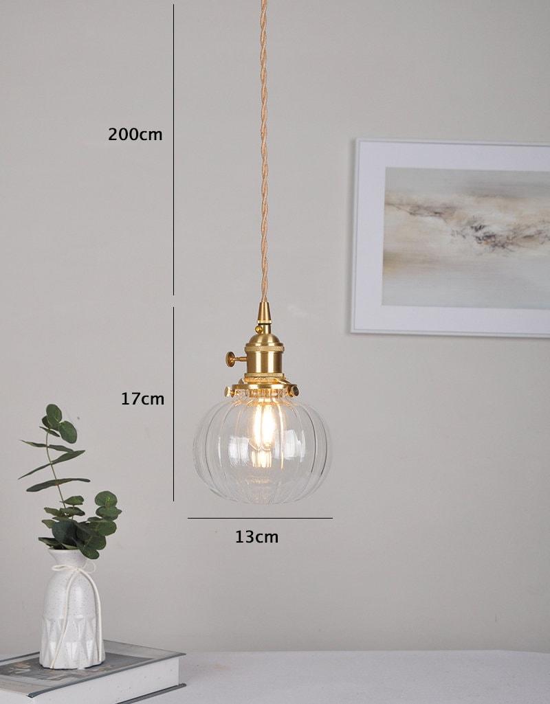 Vintage Glass Pendant Lamp with LED Light