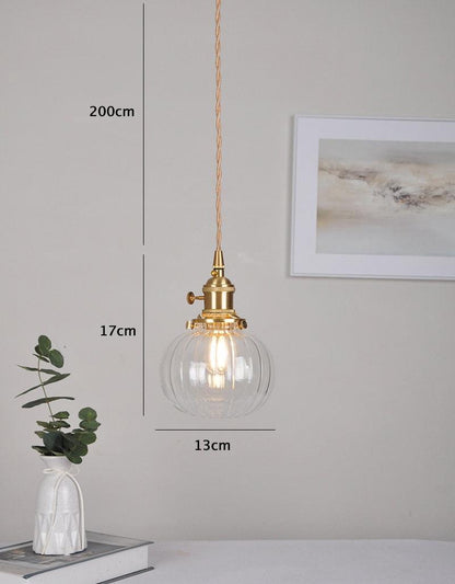 Vintage Glass Pendant Lamp with LED Light