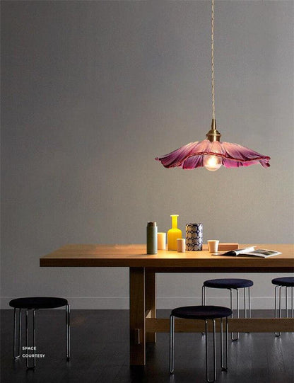 Vintage Purple Glass Pendant Light with LED Bulb