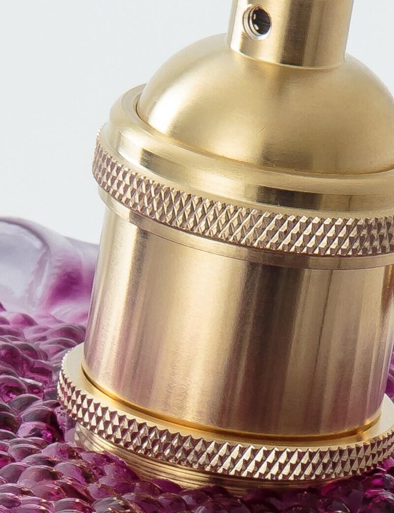 Vintage Purple Glass Pendant Light with LED Bulb