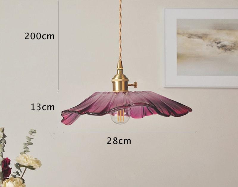 Vintage Purple Glass Pendant Light with LED Bulb