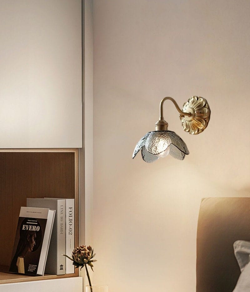 Soft Glass Brass Wall Sconce Light Fixture