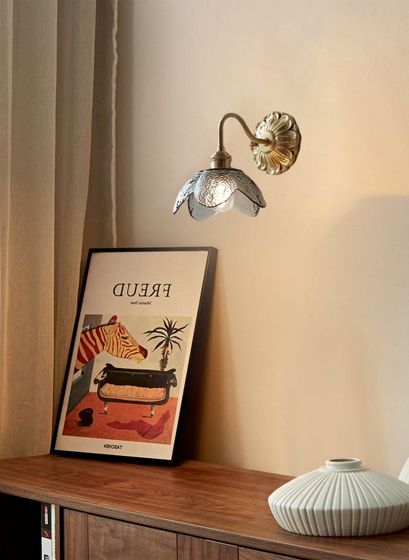 Soft Glass Brass Wall Sconce Light Fixture