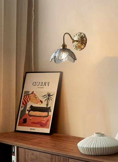 Soft Glass Brass Wall Sconce Light Fixture