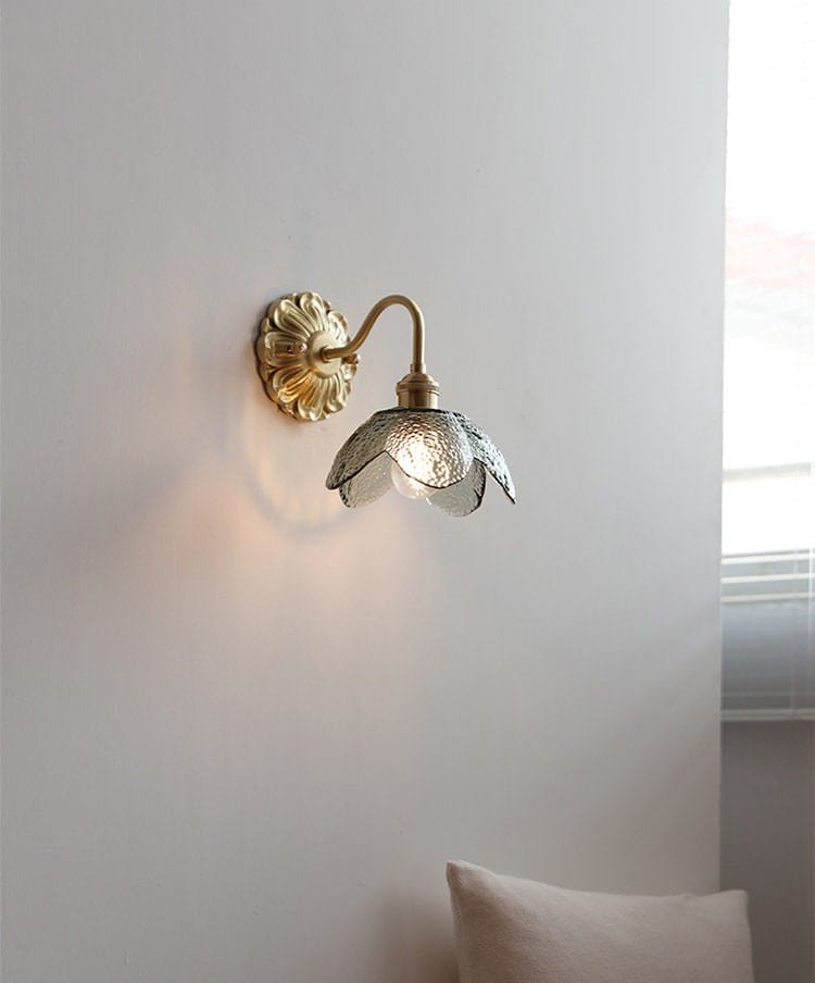 Soft Glass Brass Wall Sconce Light Fixture