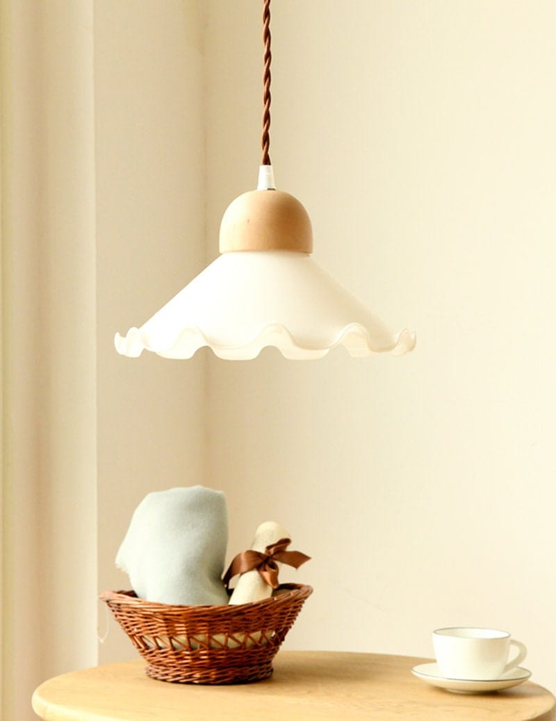 Classic White Glass Floral LED Pendant Light