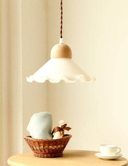 Classic White Glass Floral LED Pendant Light