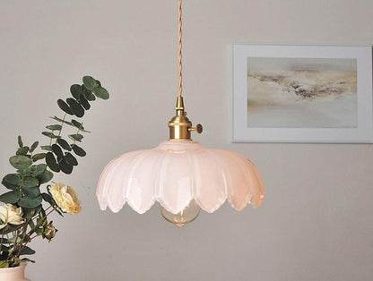 Elegant Glass Pendant Light with Brass Fitting and Bulb