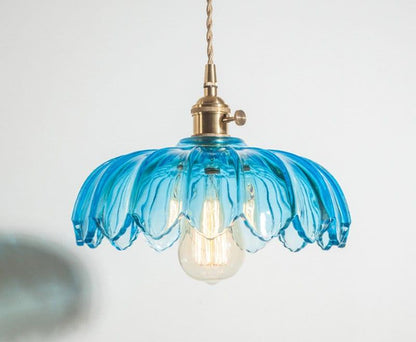 Elegant Glass Pendant Light with Brass Fitting and Bulb