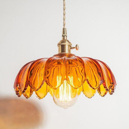 Elegant Glass Pendant Light with Brass Fitting and Bulb - Lusomart