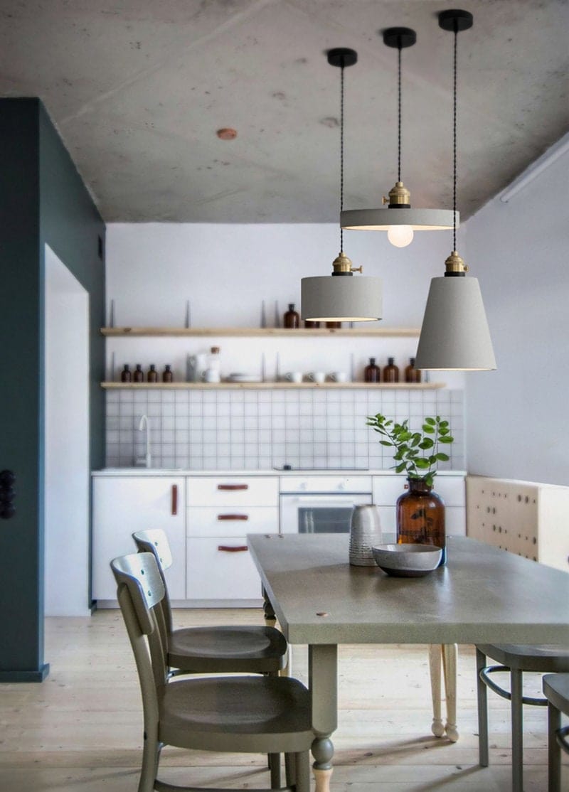 Unique Concrete Pendant Lamp with LED Bulb Included