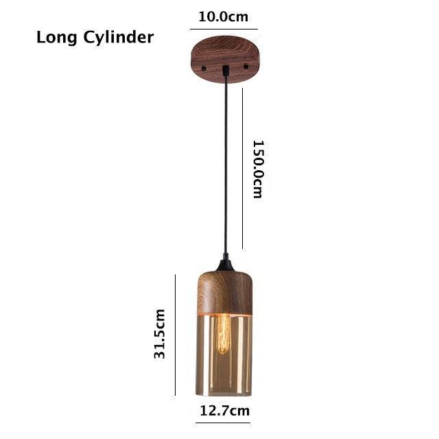 Rustic Metal LED Pendant Lamp with Wood Tone Glass Shade