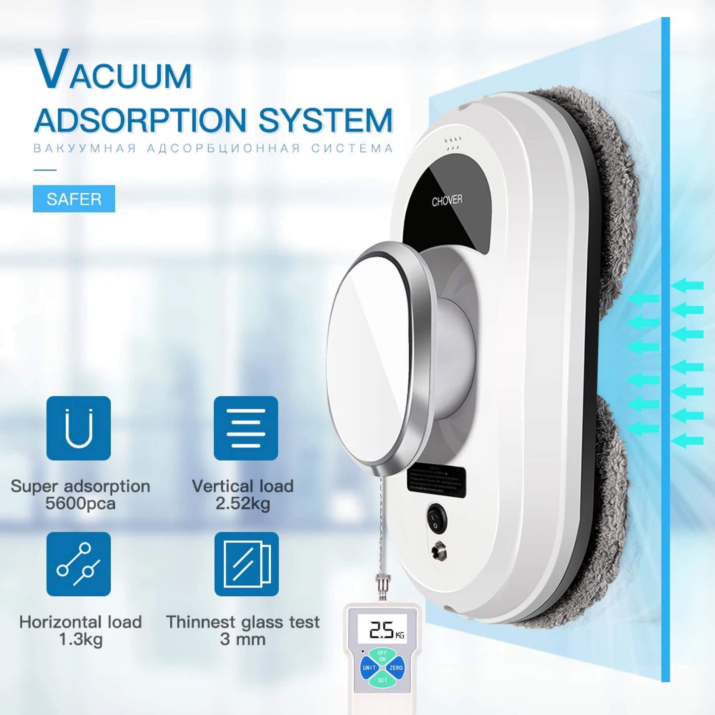 Automatic Window Cleaner Robot With Vacuum