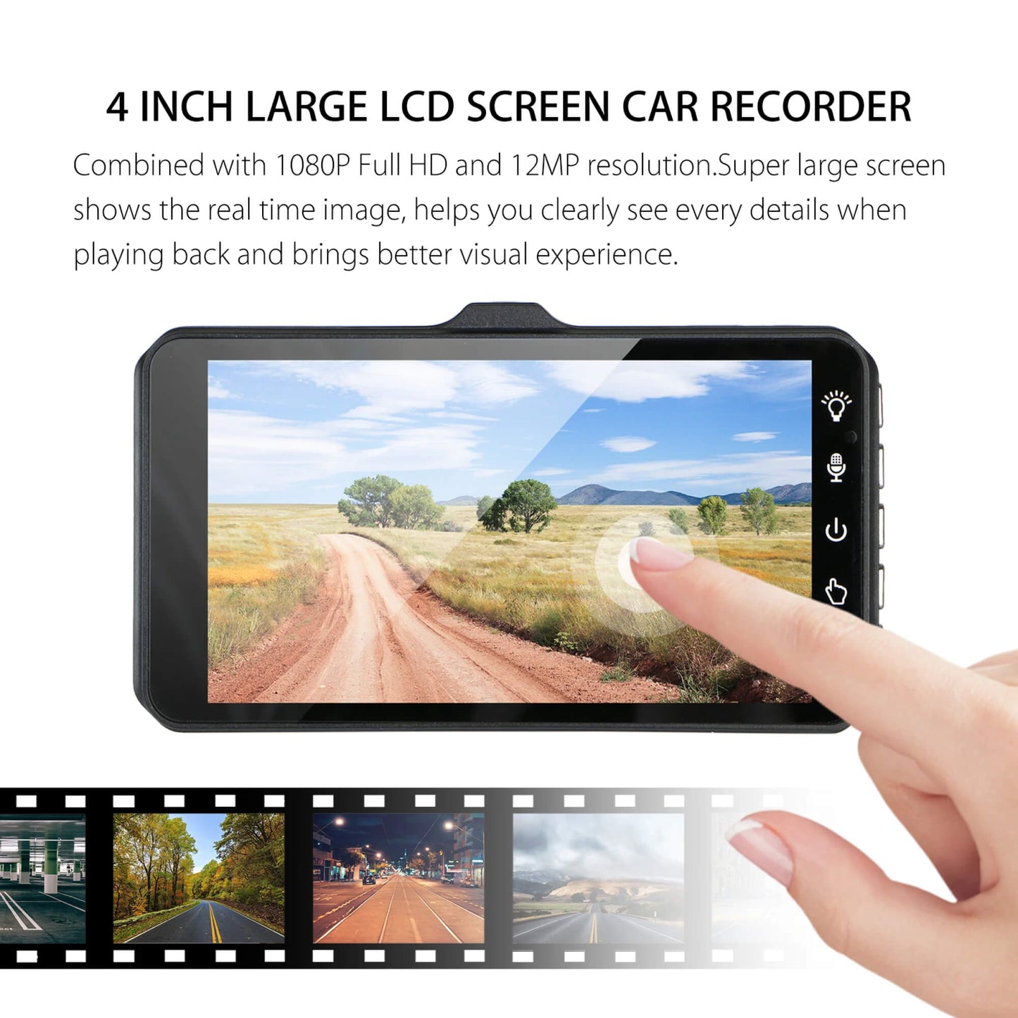 HD Dual Lens Car Camera Front Rear 1080p 4 Inch Screen