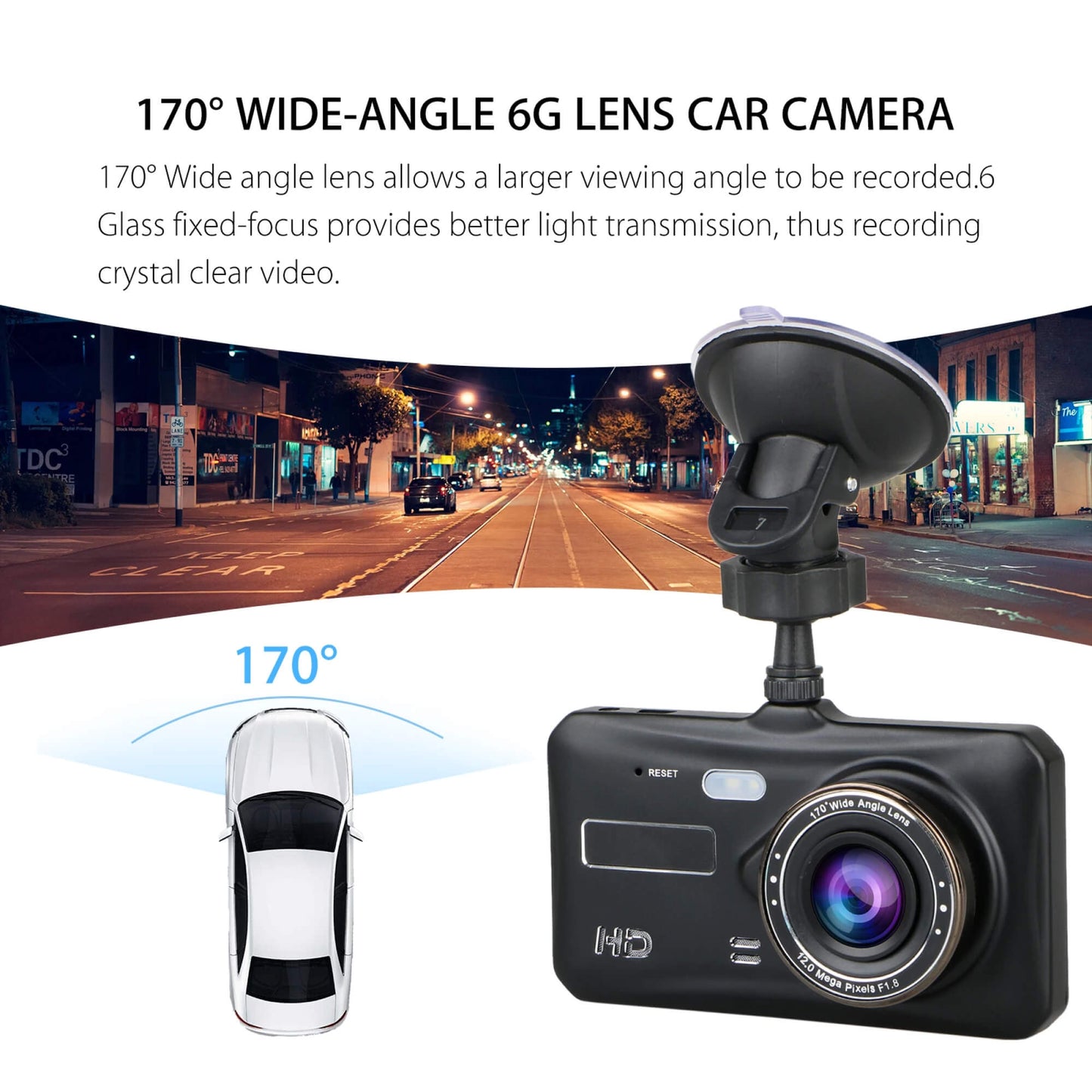 HD Dual Lens Car Camera Front Rear 1080p 4 Inch Screen